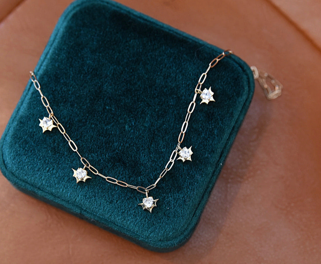 Sunburst Charm Necklace | White Sapphire